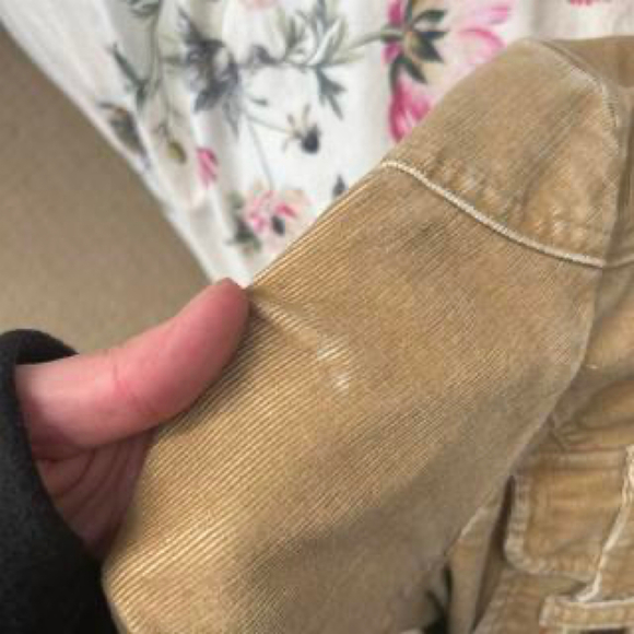 Tan corduroy y2k faux fur belted jacket - Picture 5 of 5